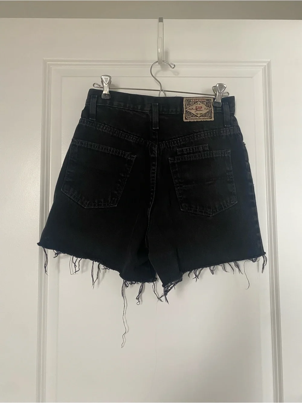 Express Black Frayed Hem Jean Shorts